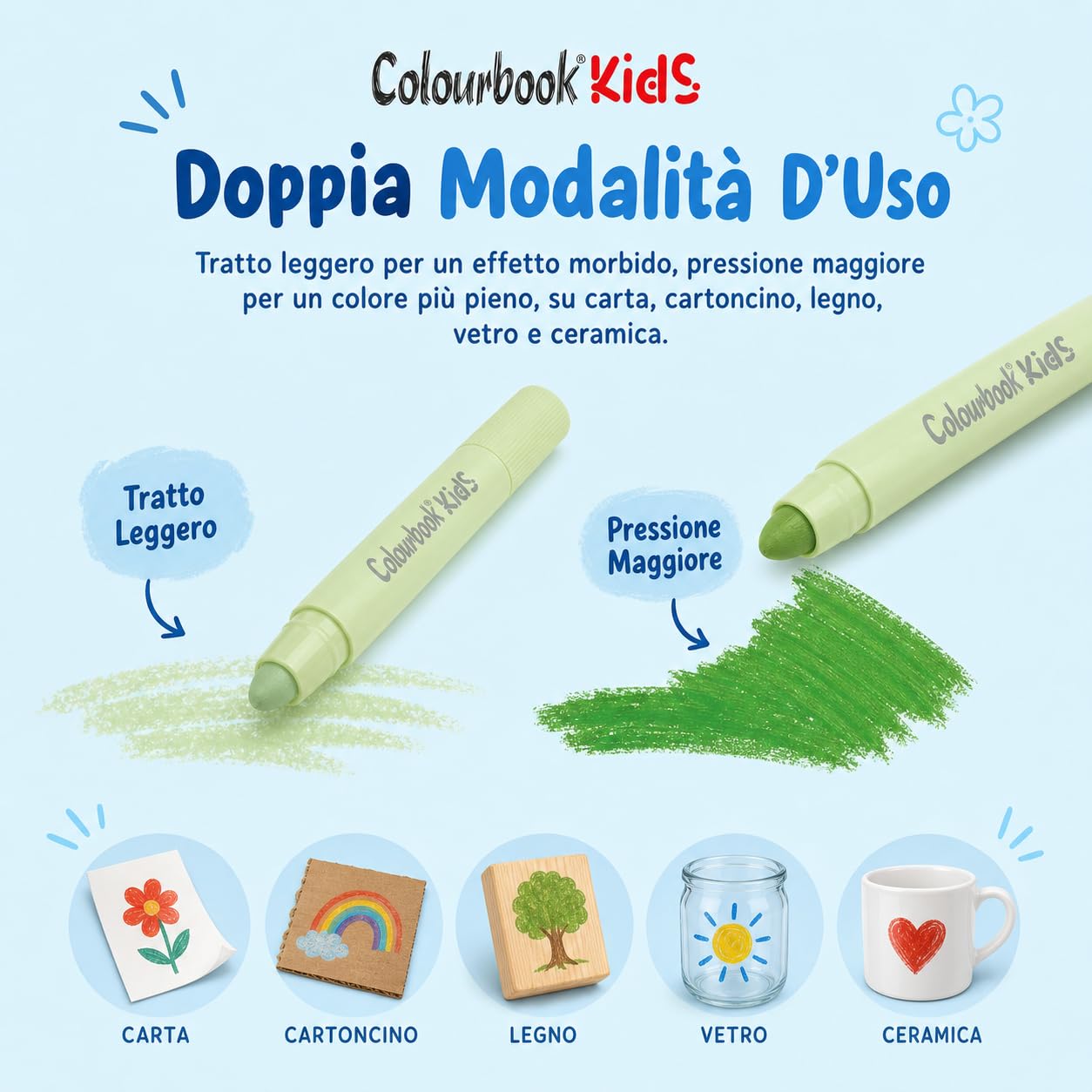 Colourbook Kids Set 24 Tempera Stick - Tempere Solide Lavabili per Bambini, Colori Vivaci Alta Coprenza, Asciugatura Rapida, Senza Solventi, Effetto Cera e Tempera