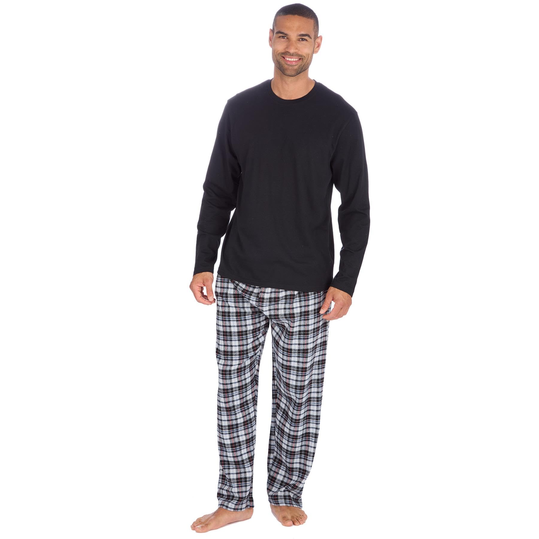 style it up Mens Long Sleeve Pyjamas set Cotton Rich Top Brushed Fleece bottoms Top Pant PJ Nightwear/Loungewear Set Gift-picture-26