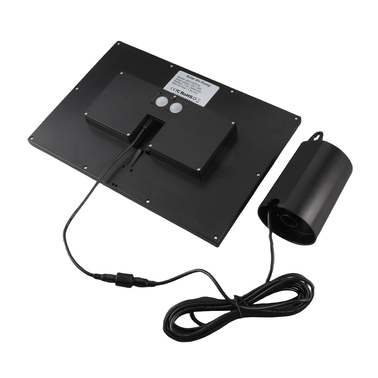 Bewinner Aeratore per Laghetto Solare 10V 8W Pompa Ad Aria per Ossigeno Ad Energia Solare con Batteria da 2400mAh, IP64 Impermeabile, Flusso d'Aria Regolabile per Acquario per Laghetto per Pesci
