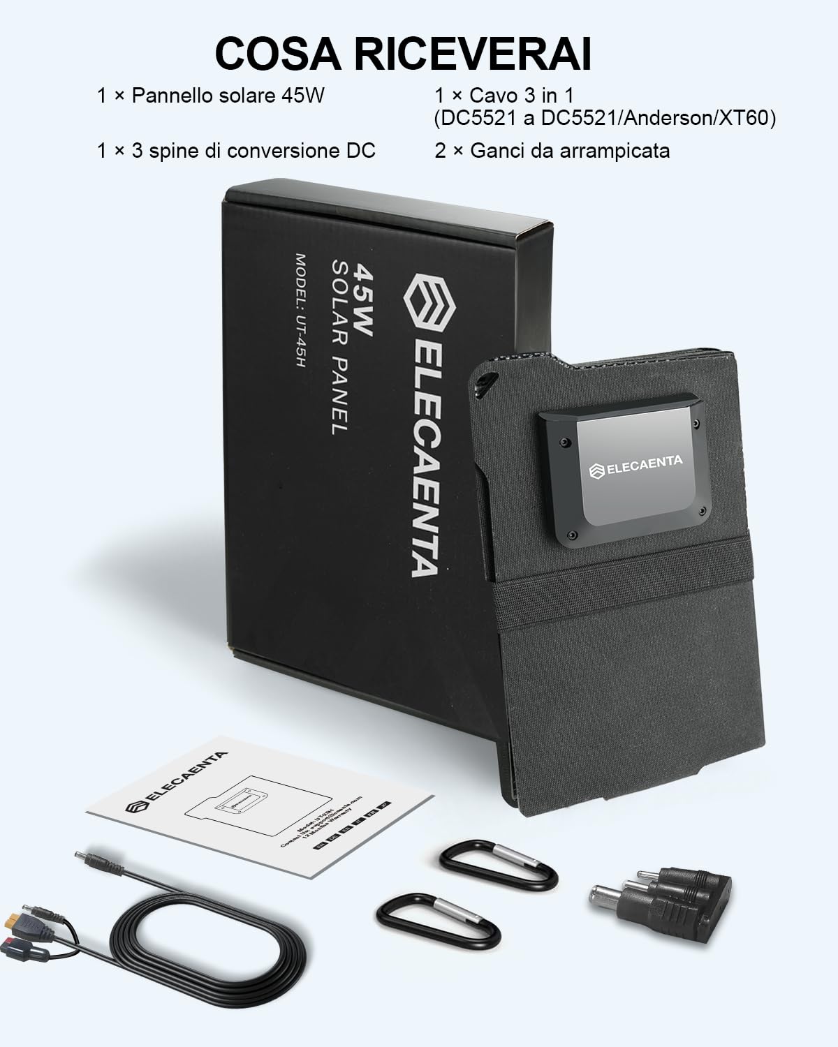 ELECAENTA HPBC Caricabatterie Solare Portatile (45, Watt)