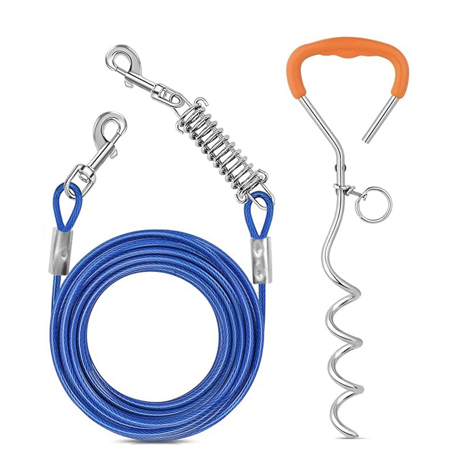 MICFENY Durability Spirals Ground Stakes Training Dog Choking Rope Leashes Tie Out Cable for Yard or Camping