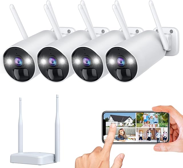 Wireless Security Camera Outdoor, 2K Rechargeable Battery Operated CCTV Camera, 3MP WiFi Camera Outdoor with Months Battery Life, Color Night Vision, 2-Way Talk, Human Motion Detection, Siren, IP66