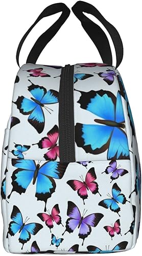 Miniatura 7 de Mariposa azul mariposas rosas reutilizable aislada bolsa de almuerzo impermeable para mujeres y hombres lonchera térmica para el trabajo oficina