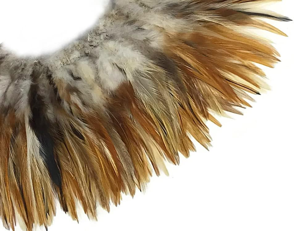 1 Yard - 4-6" Natural Red Mix Strung Chinese Rooster Saddle Wholesale Feathers (Bulk) Fly Tying Costume Craft Supply | Moonlight Feather