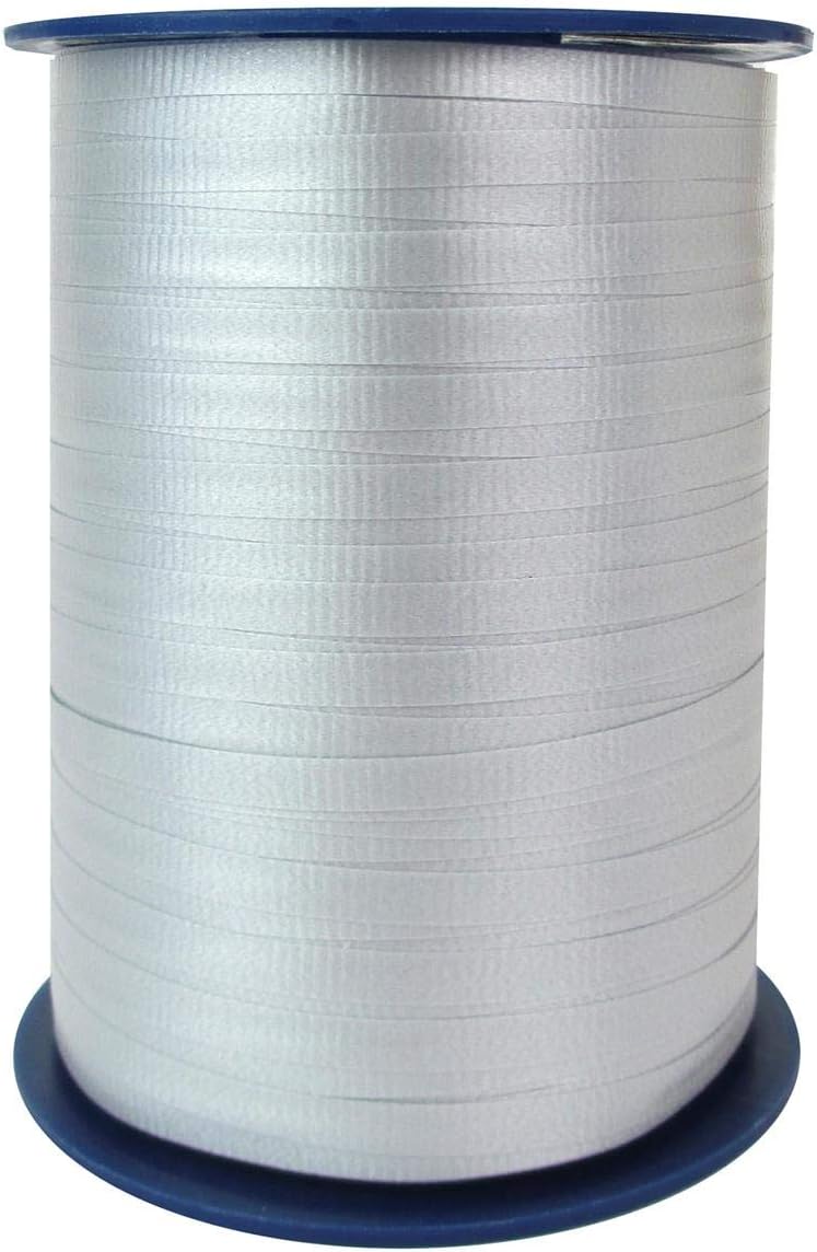 Morex Ribbon253/5-631 Crimped Curling 3/16" X 500 YD Ribbon for Gift Wrapping, Silver, Birthday Decorations for Boys and Girls, Party Favors for Kids and Adults, Christmas Ribbon for Crafts