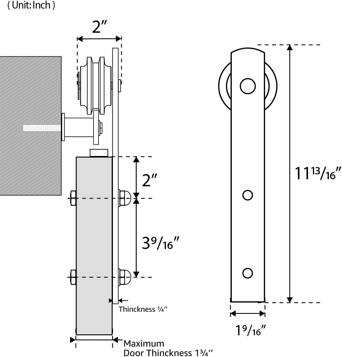 Exclusive Discount 🔥 SMARTSTANDARD Sliding Barn Door Hardware Hangers 2pcs (Black) (I Shape)