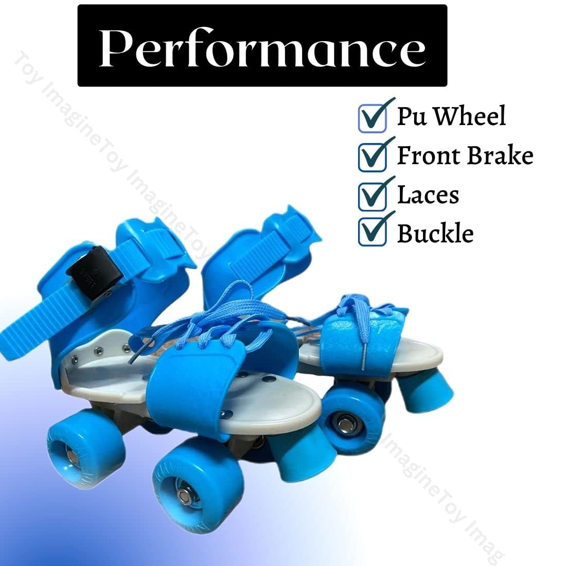 NestPlay Skating Shoes with School Sport PU | 4 Wheel Adjustable Skates | Dry Roller Skates for Kids | Adjustable up to 5-12 Years Age Group (Blue Colors Skating) - Image 3 thumbnail