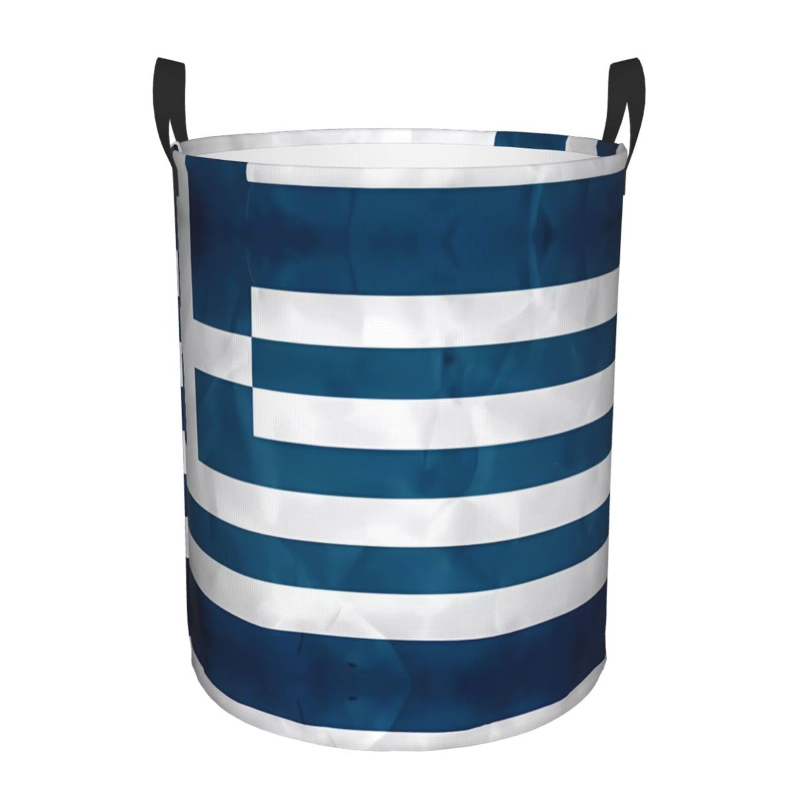 S Collapsible greek flag Print Circular Hamper Round