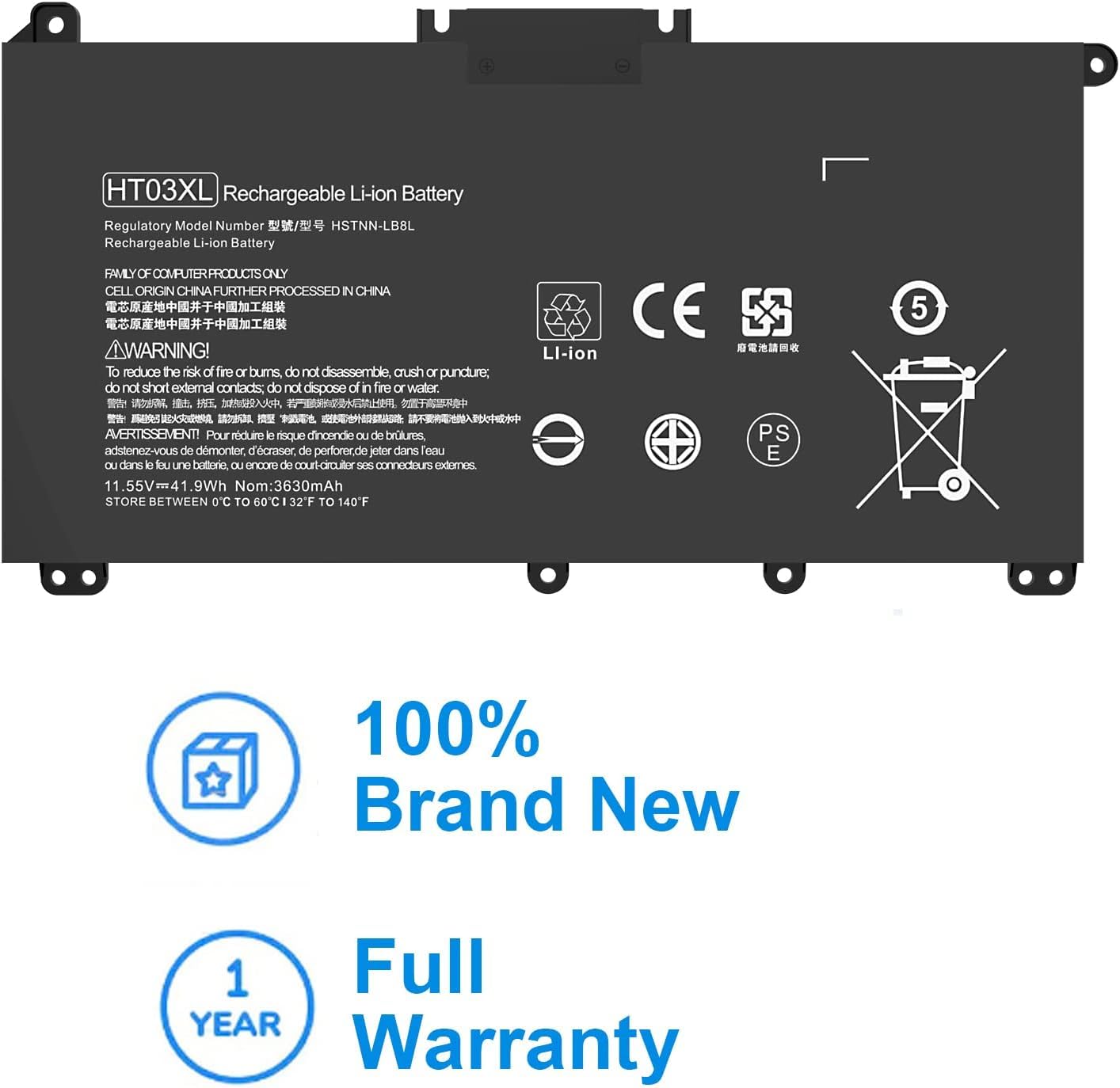Batería de reemplazo HT03XL para HP 240 245 250 255 G7 340 348 G5 Series Pavilion 14-DH 14Q-CS 14-CE 14-CK 14-DF 14-DQ 15-DW 15Q 15S X360 14M-DH Series HT03041XL L11119-855 L11421-542 L11421-2C2