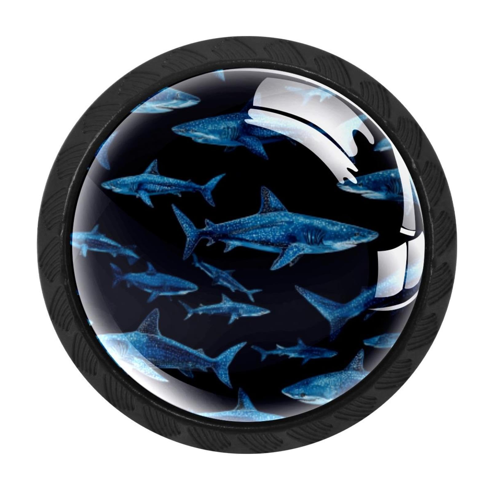 CHENZZZZ Blue Sharks Navy (1) Drawer Knobs Pull Handle Crystal Glass Circle Shape Cabinet Drawer Pulls Cupboard Knobs with Screws for Kitchen Cupboard Dresser Wardrobe etc