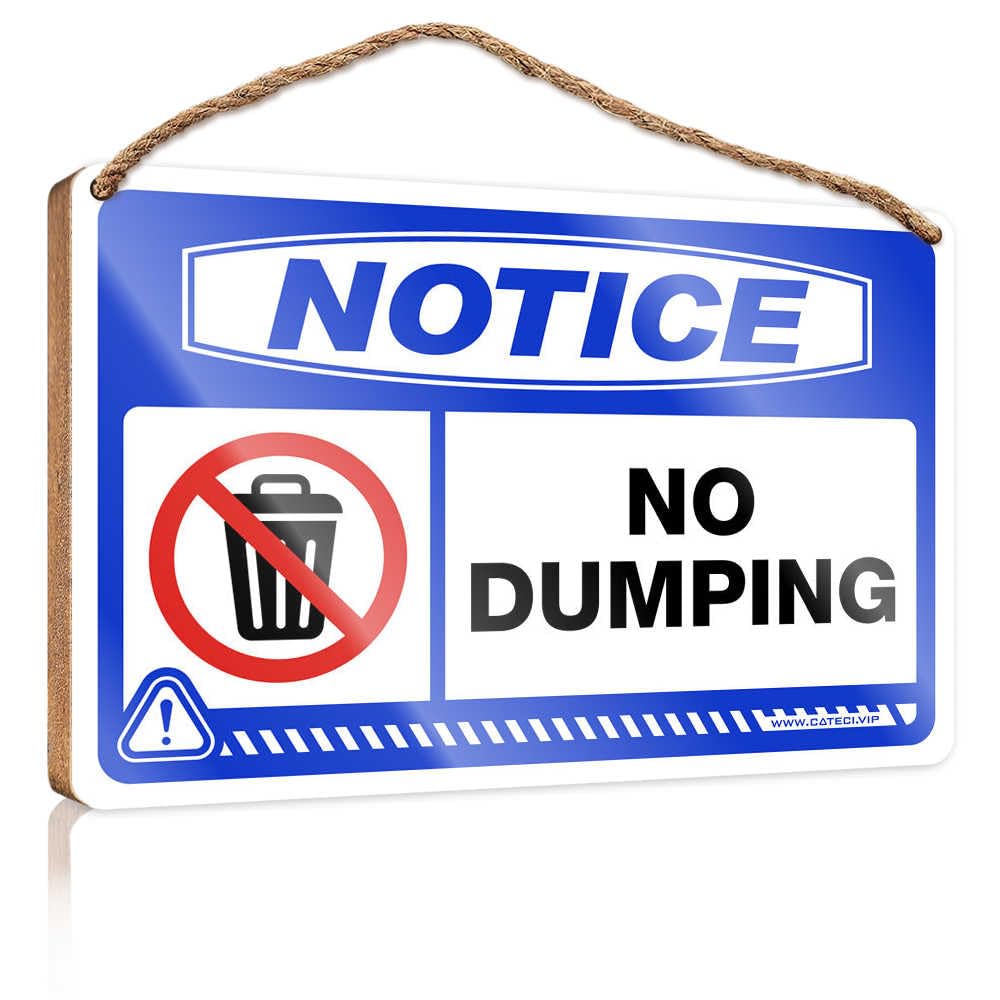 HMQW Hanging Wooden Plaque Notice No Dumping Wooden Sign Decore For Room Funny Bathroom Wall Decor Sign Woo(23X35CM)