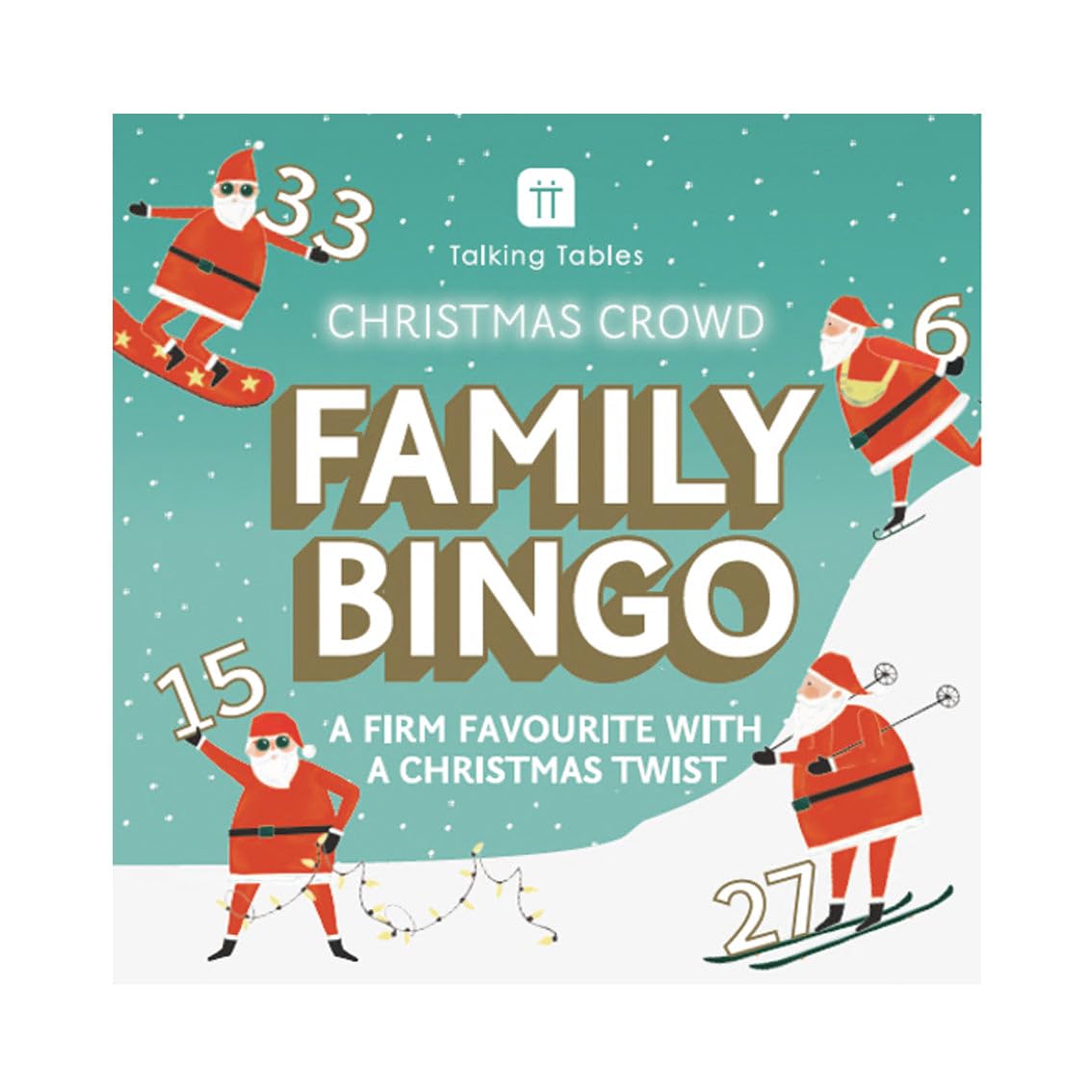 Talking Tables Family Christmas Bingo Game Christmas Bingo Game for Kids -Set Includes 48 Numbers, 100 Sheets Score Pad