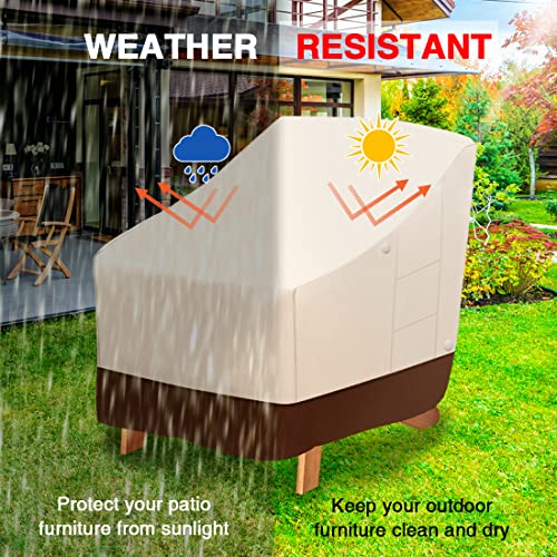 Tuyeho Patio Chair Cover 38 X 31 X 30 Inch, 900D Heavy Duty Outdoor Adirondack Chair Cover, Waterproof & Weather Resistant For Your Patio Lounge Deep Seat Chair (Beige & Brown) #TOP5