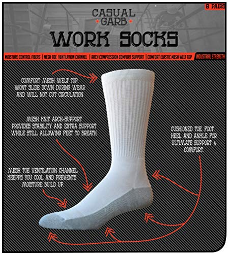 Casual Garb Mens Crew Socks 8 Pair Pack Moisture Wicking Socks Crew Work Socks For Men2