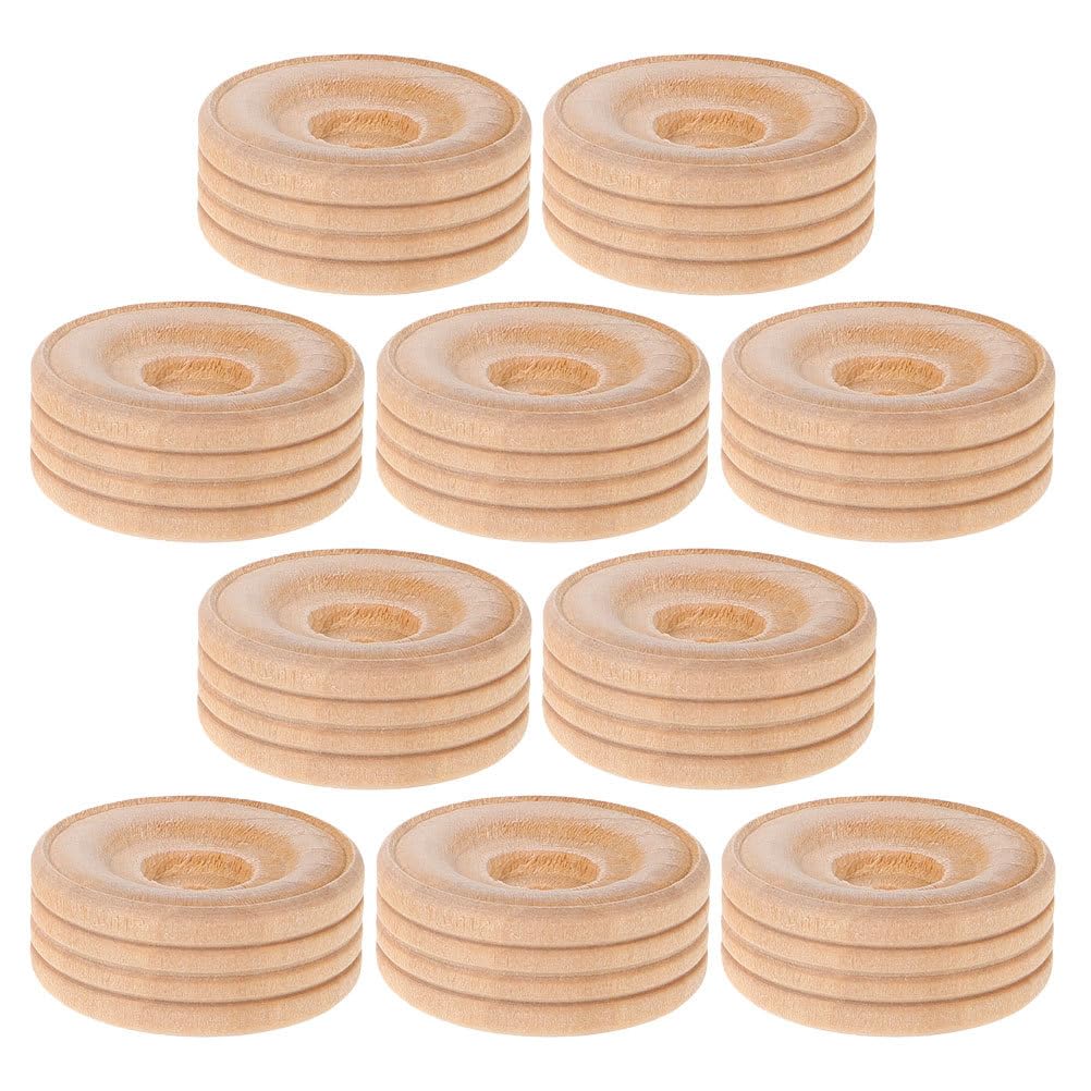 NUOBESTY 10pcs Mini Wooden Craft Wheels for Model Making and DIY Projects Lightweight Educational Toy Wheels Replacement for Children's Craft Toy Cars