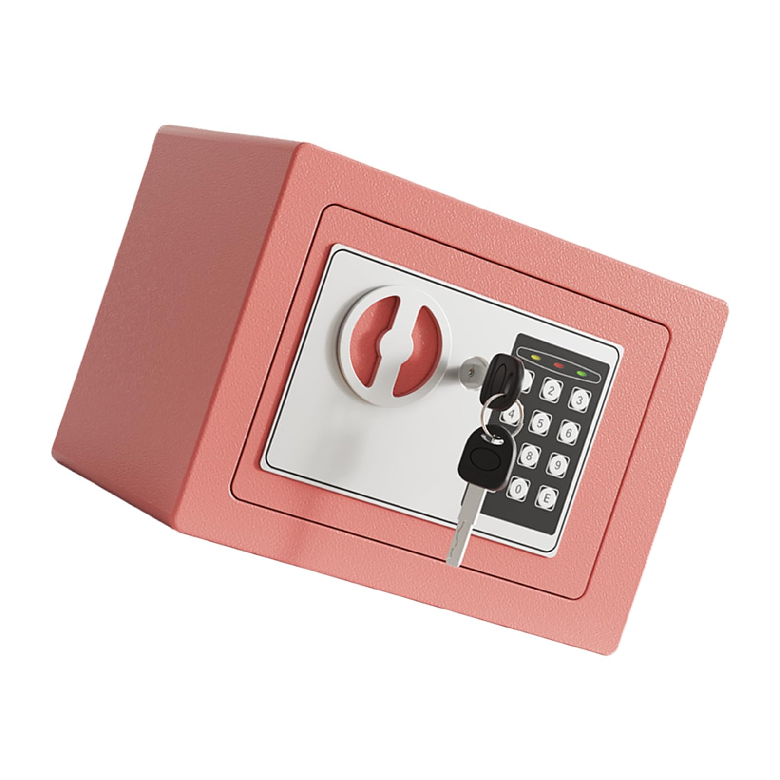 Mini Caja Fuerte de Metal Ignífuga, Cajas Fuertes para el Hogar, Caja Impermeable Ignífuga, con Teclado y 2 Llaves de Repuesto, Seguridad Digital para Dinero, Joyas, Documentos de (Rosa)