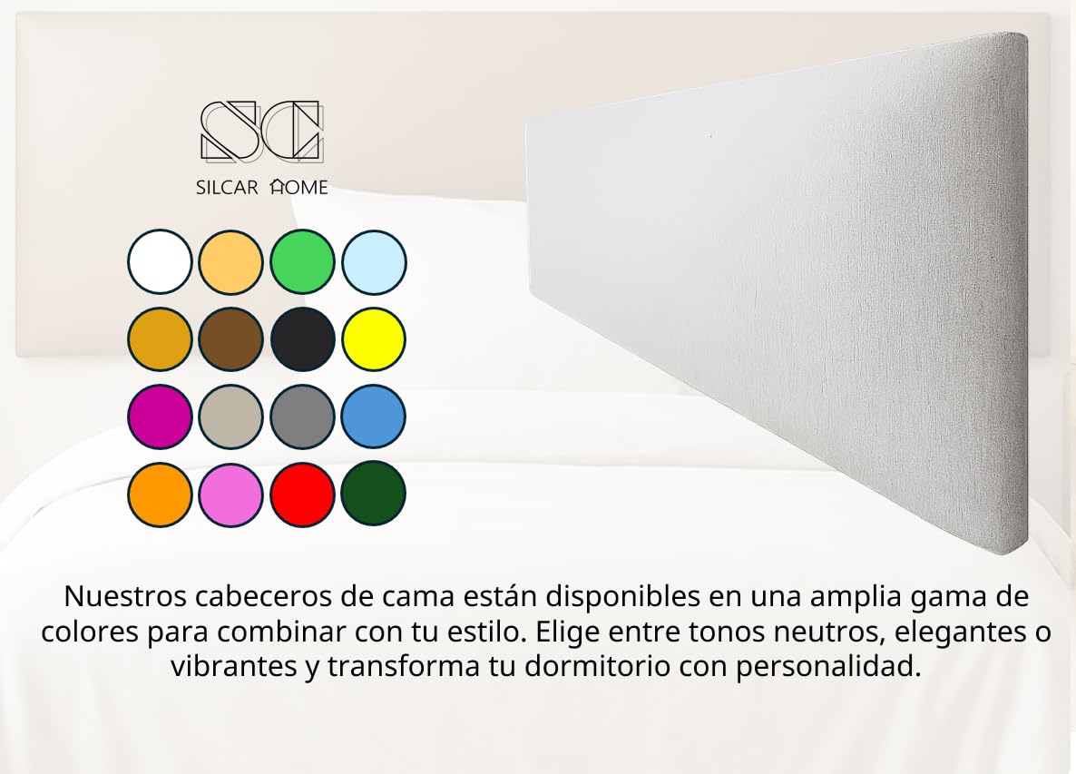 Silcar Home - Cabecero de Cama 135 Tejido Blanco Jep - Estructura de Madera, Tapizado en Polipiel Liso, Diseño Moderno, Fácil Instalación, Acolchado - Tela Blanco, 135 cm