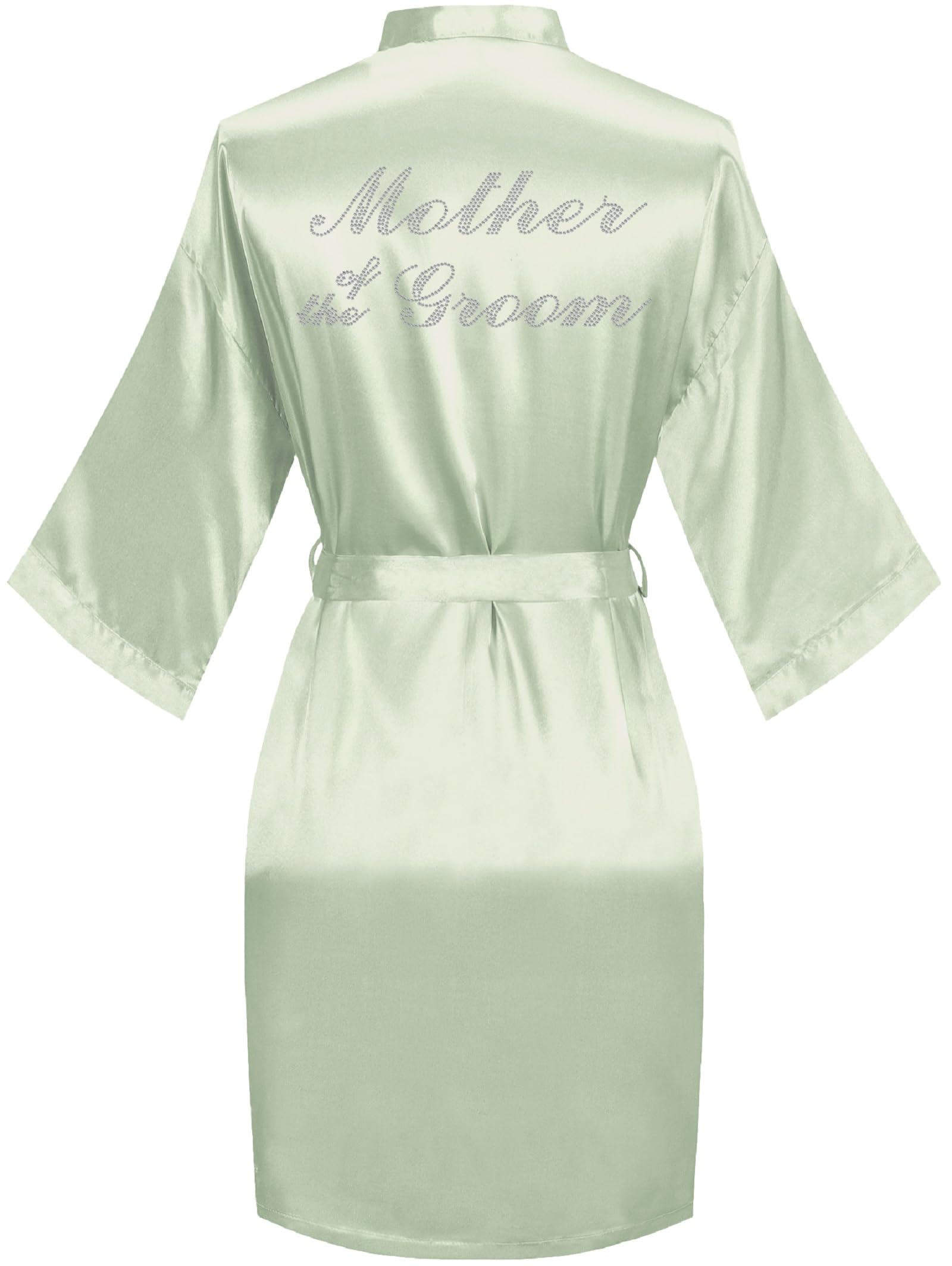goodmansam Women's Silky Robes One Size Silver Rhinestones Bride Bridesmaid Sleepwear for Wedding Party Getting Ready