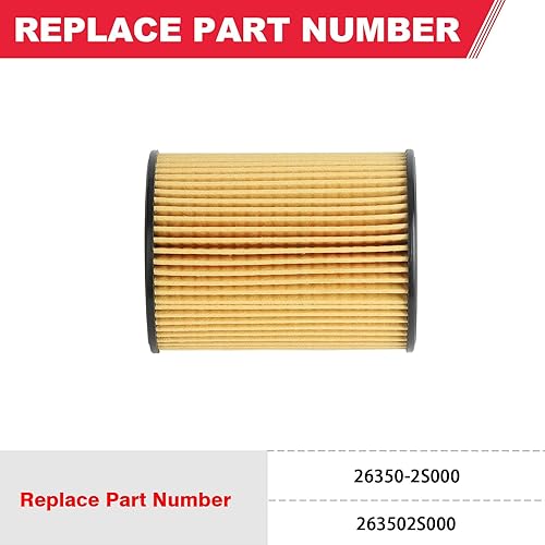 Miniatura 2 de 26350-2S000 Filtro de aceite para Hyundai Tucson Sonata Santa Kia Sorento K5 2.5L 2.5L Reemplazo de motor # 263502S000 (2 piezas)