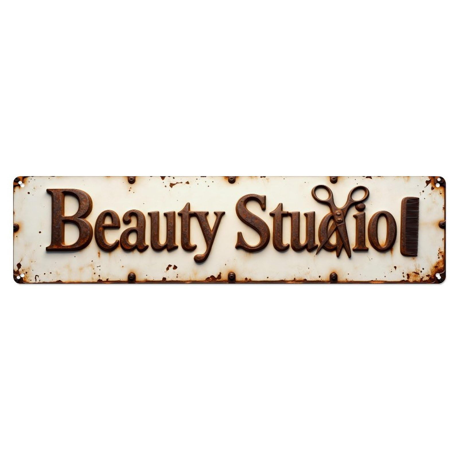 Beauty Studio Scissors Comb Sign Metal Tin Sign Plaque
