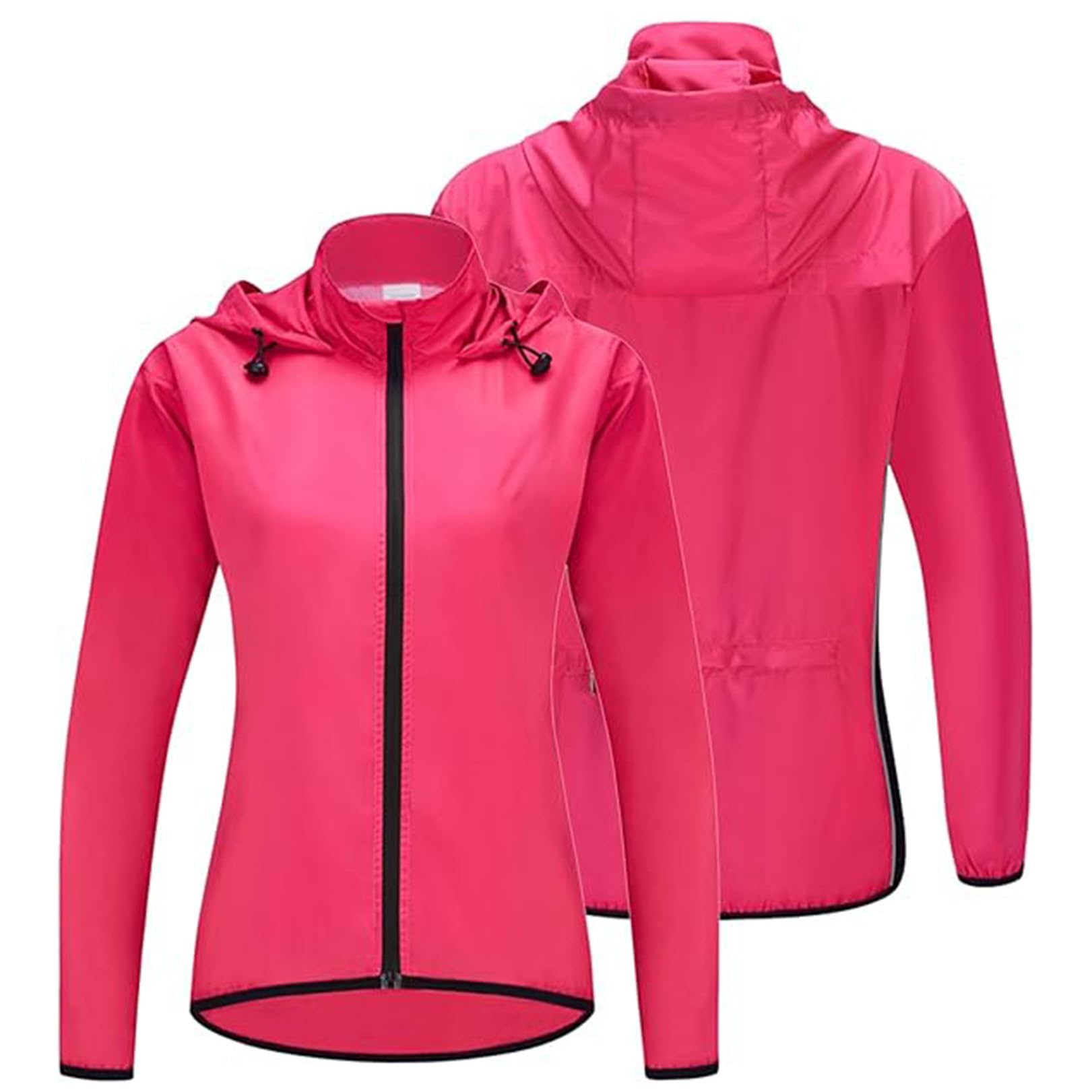 Giacca da Ciclismo Donna,Impermeabile Leggera,Traspirante,Antipioggia,da Donna,Maglia Riflettente ad Alta visibilità,Maniche Lunghe, Cappotto Antivento,Equitazione,Corsa,Pink-S