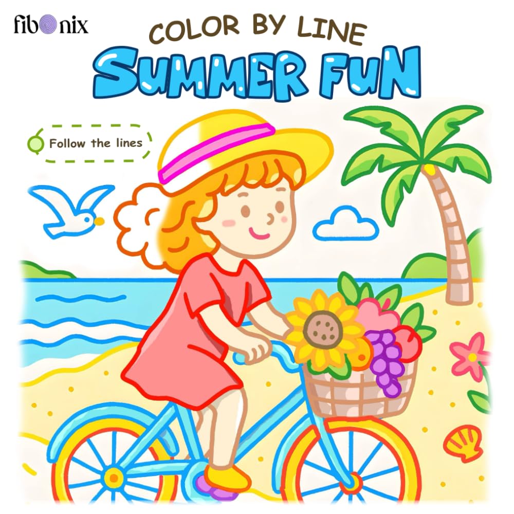 Color by Line – Summer Fun: A Relaxing Coloring Book For Adults with Vivid Outlines for Stress Relief & Calm