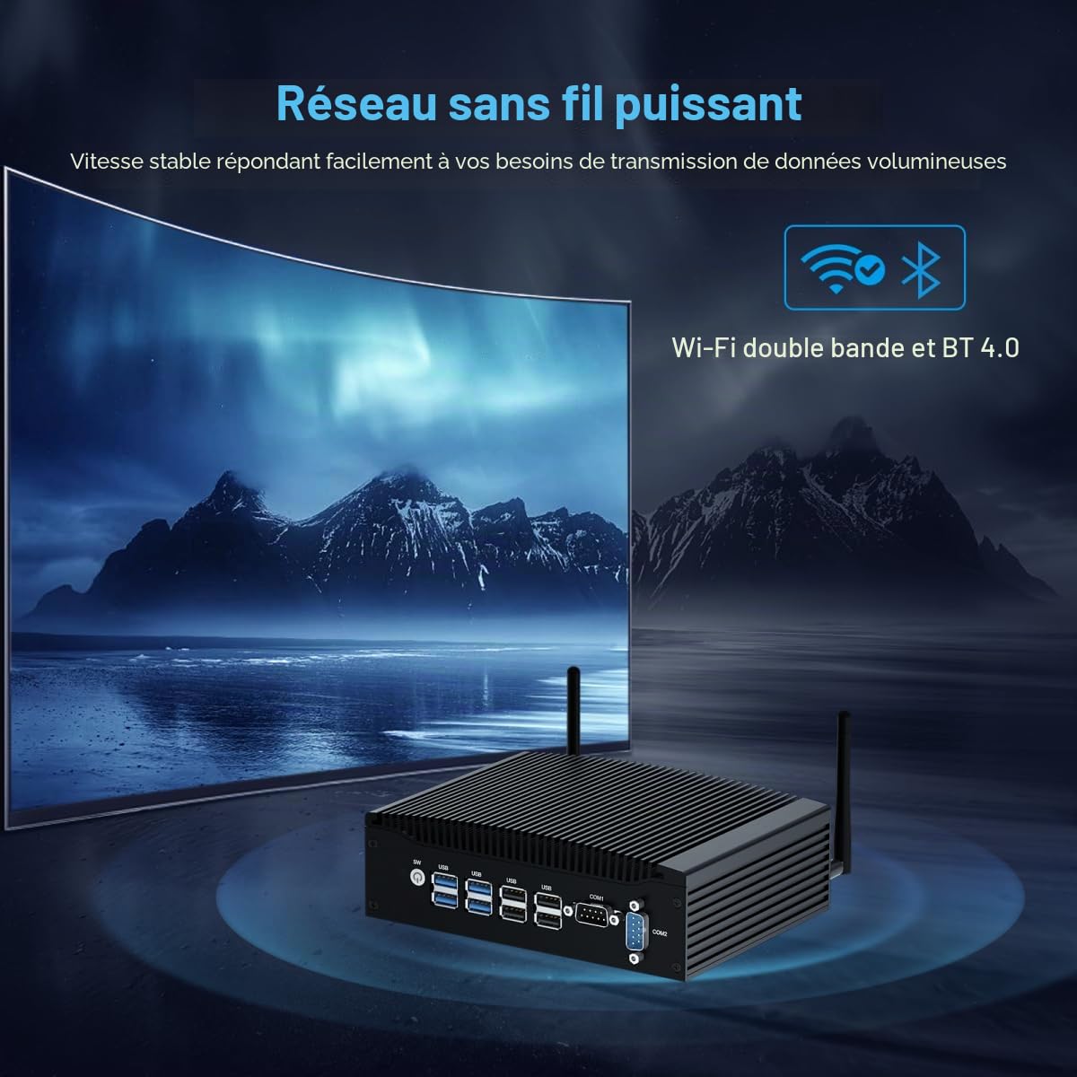WEIDIAN Mini PC Industriel i5 8350U, Fanless PC sans Ventilateur 16Go RAM 512Go SSD, Win 11 Ordinateur Industriel 4K 2HD, 2X RS232, 8USB, 2X RJ45 LAN, Auto Power on, pour Business School Home
