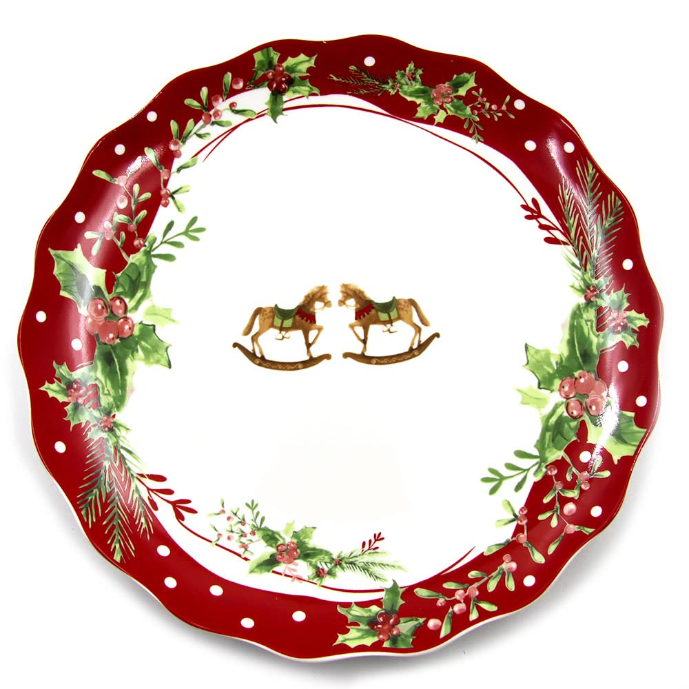 The Royal Family Service d'assiettes de Noël Décoro cannes et chevreuils à bascule pour 6 places de table (18 pièces) en porcelaine Lucente et résistante "Christmas Dream"