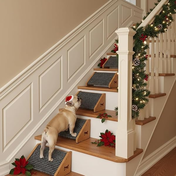 4 Pack Wooden Dog Ramp for Stairs Suits for Small Medium Dogs Cats, Pet Steps Stairs for Staircase for Dogs Cats Brown,Need Installation,13 * 9.8 * 5.1 inch by INRLKIT - Image 8