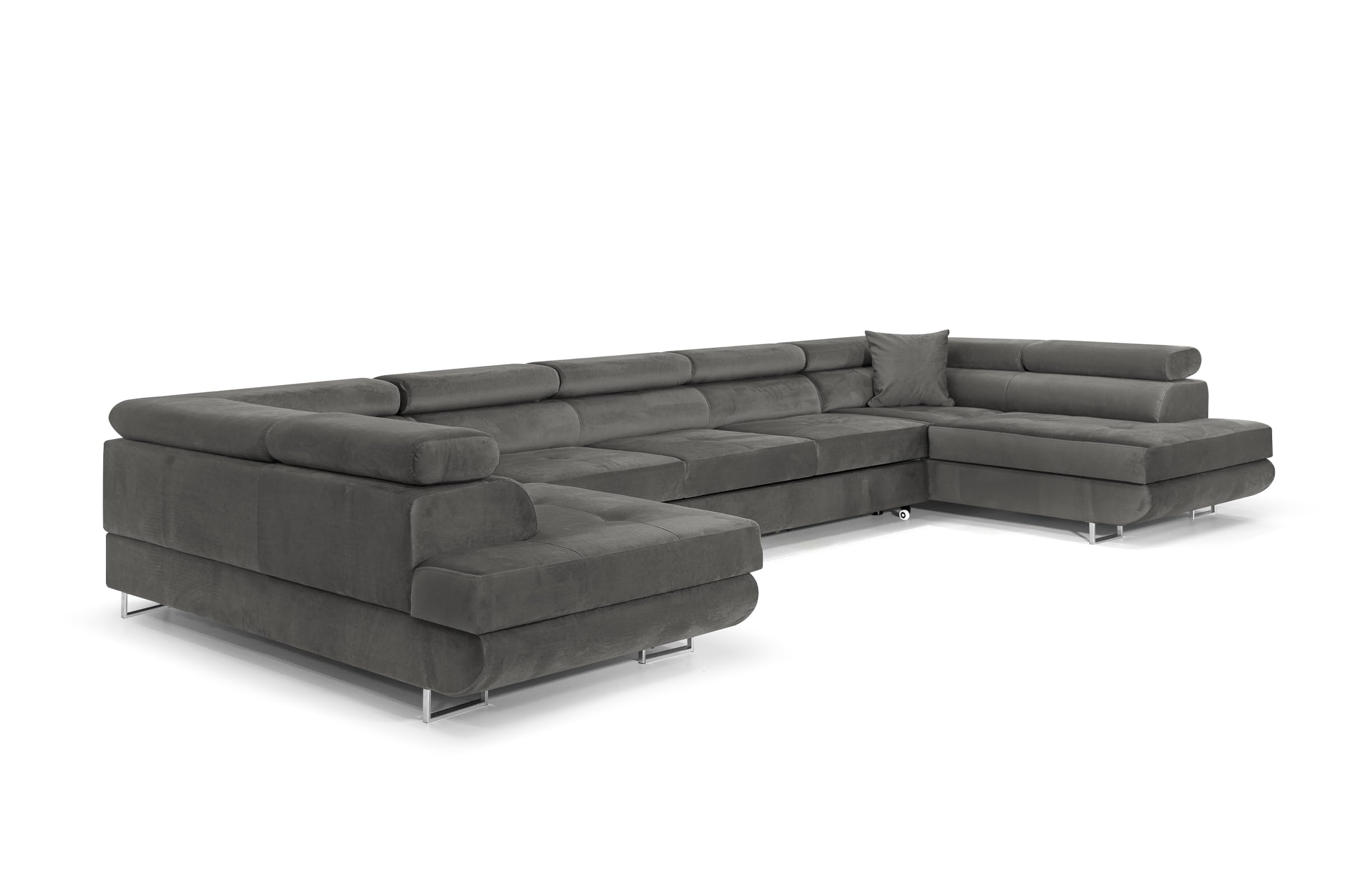 Ecksofa mit Schlaffunktion Big PASTI U-Form, Sofa Couch mit Bettkasten, 3-Sitzer Eckcouch, Schlafsofa für Wohnzimmer, Big Sofa Couch mit Schlaffunktion (Dunkelgrau)