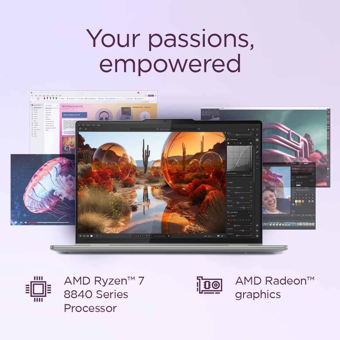 Lenovo Yoga 7 (2 in 1) Notebook Touch 14” OLED WUXGA (1920x1200), AMD Ryzen 7 8840HS, RAM 16GB, 1TB SSD, Scocca in alluminio, WiFi 6E - Grey, Pen