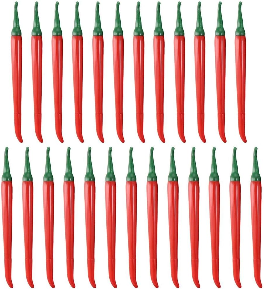dohobby 25 bolígrafos de verduras de chile rojo, bolígrafos de pimienta roja con tinta negra, para mujeres, hombres, oficina, suministros de fiesta