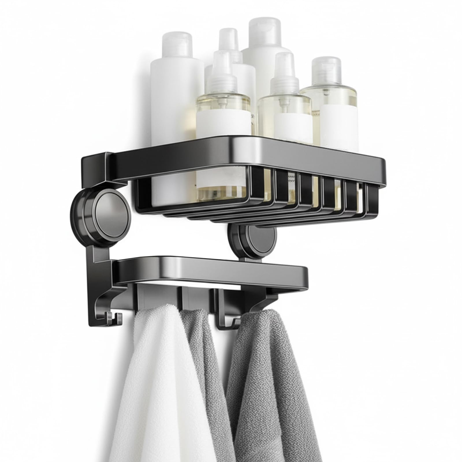 Carbon Steel Wall-Mounted Towel Rack with Foldable Shelf (40CM)