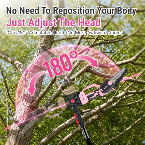 Image of 2-in-1 Pink Cordless Pole Saw & Mini Chainsaw for Tree Trimming