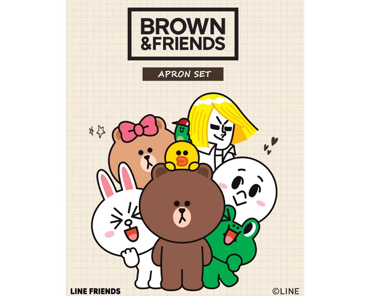 Line Friends Kids Apron Set, Cook & Art & Play Oven Mitt and Kids Apron Hat, for Art class Children's Kitchen Cooking