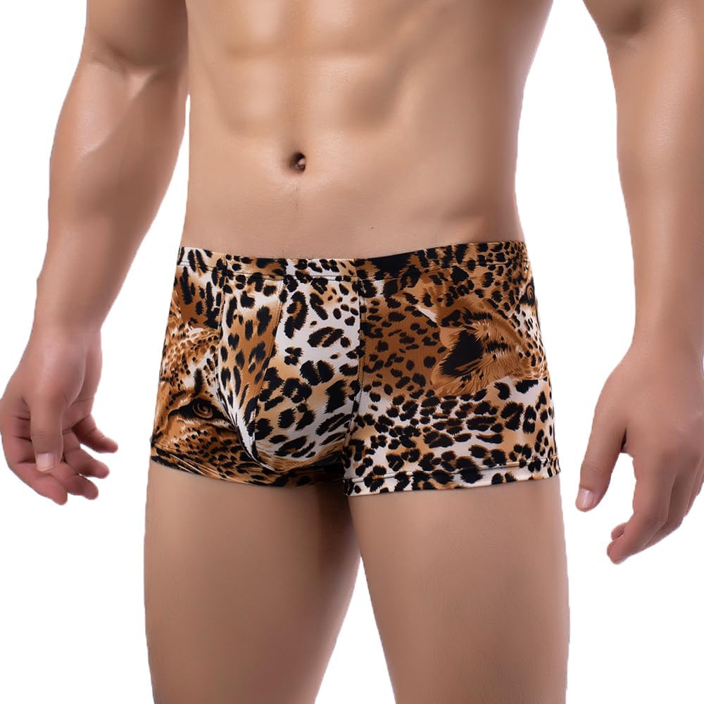 3 Pack Men Leopard Print Boxer Briefs Low Rise Stretch Breathable Trunks Underwear - Image 3