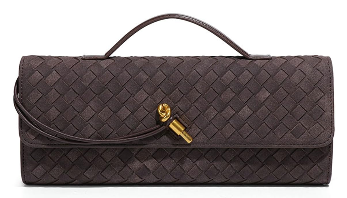 Trendy Woven Evening Clutch Purses Women Underarm Shoulder Handbag Cute Satchels Crossbody Purse PU Leather Wallet
