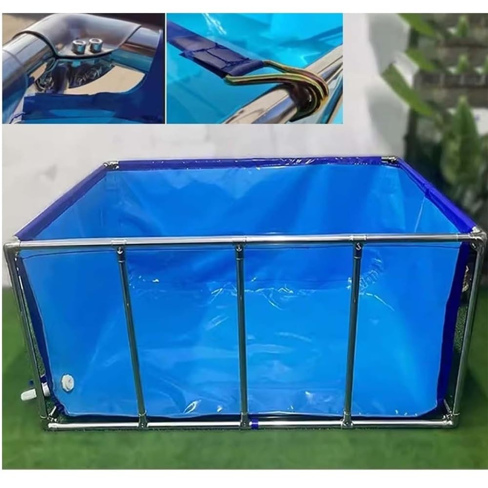 Teichbecken Für Aquarien Mit Stahlrahmen, Vorgeformte Teiche Mit Transparentem Fenster Für Fische, Großer Wassertank Für Koi-Zucht (150x100x61cm)