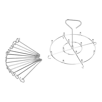 Set of 2 Fryer Skewers Rack, Skewer Stand Safe to Use Multiple Use High Temperature Resistant for Kitchen for Home(6QT)