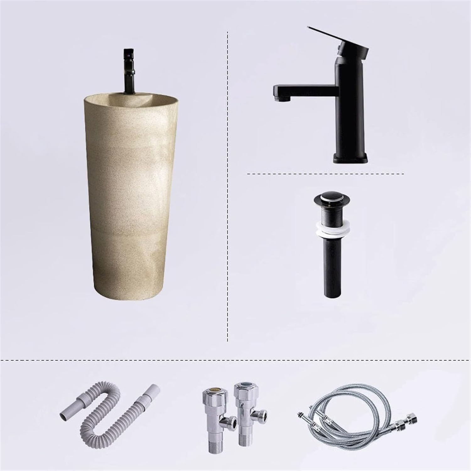 Washing table column Washing table outdoor Ceramic column face washing device, single Shekoufufu one-piece pedestal sink, Atrium balcony bathroom floor standing sink container face wash basin combo i