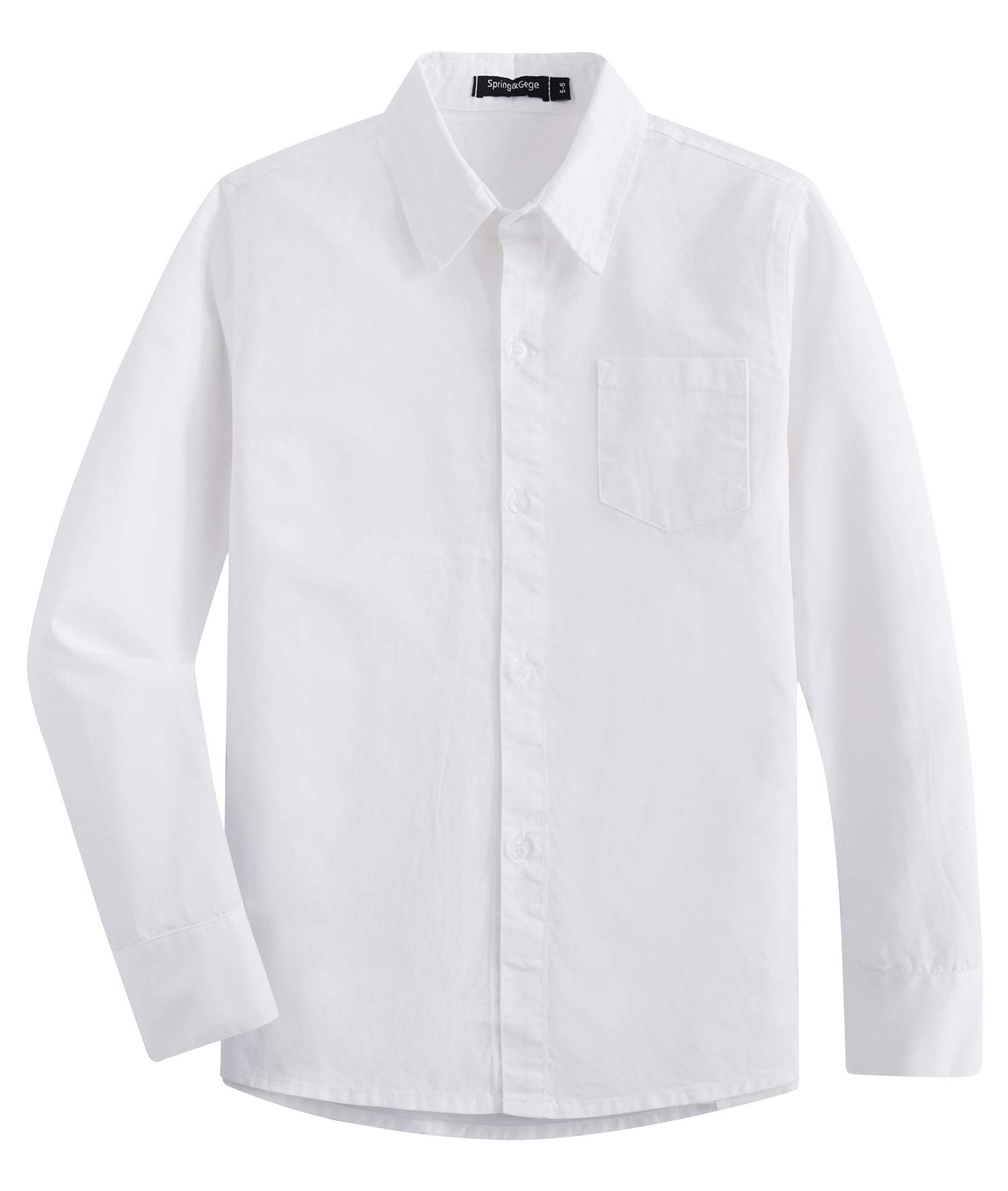 Spring&Gege Chicos Uniforme Manga Larga Abotonar Camisa para Niño (3-14 Años)