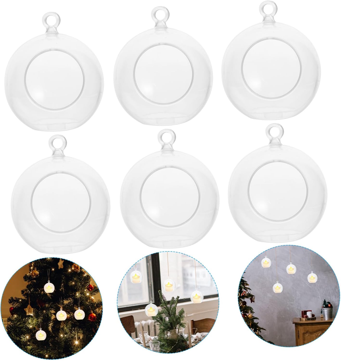 NUOBESTY 8pcs Fillable Ornaments Plastic Fillable Balls DIY Snow Globe Hanging Terrarium Globe Clear s Globes Clear Ornaments Fillable Christmas Ball Decor Fake Flowers Christmas Tree