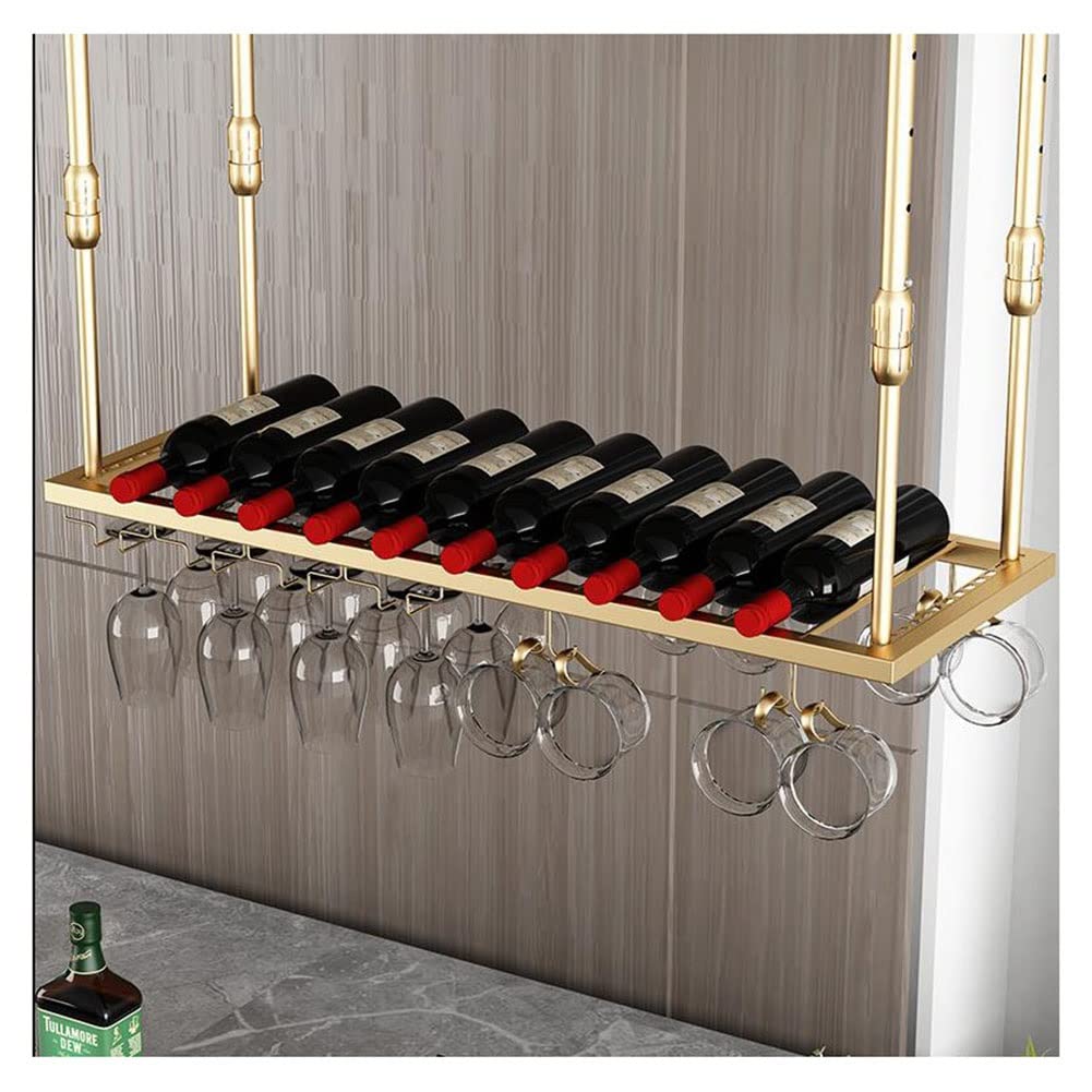 Étagère à vin réglable en métal pour bar cuisine et café avec suspension de verres