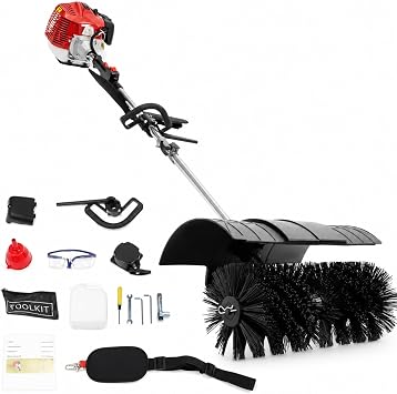 Handheld Sweeper Broom 52CC 2-Stroke Gas Power Broom 20.47IN Sweeping Width Outdoor Lawn Sweeper for Turf Lawns Artificial Grass