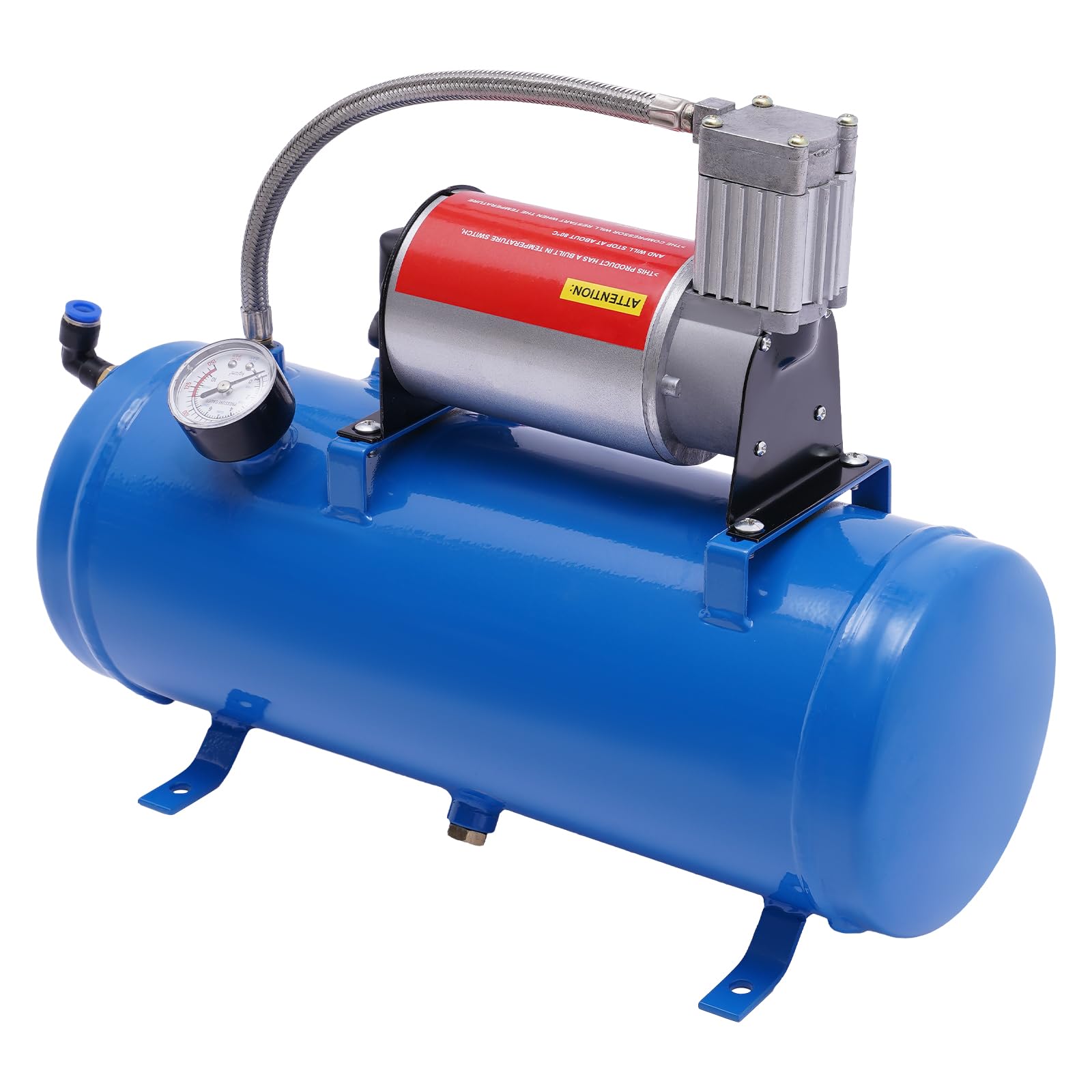 Electric Air Compressor with 6L Reservoir, Air Compressor with Pressure Gauge and Hose, DC 12V, Compressed Air Compressor, Portable Air Compressor Pump, Maximum Working Pressure: