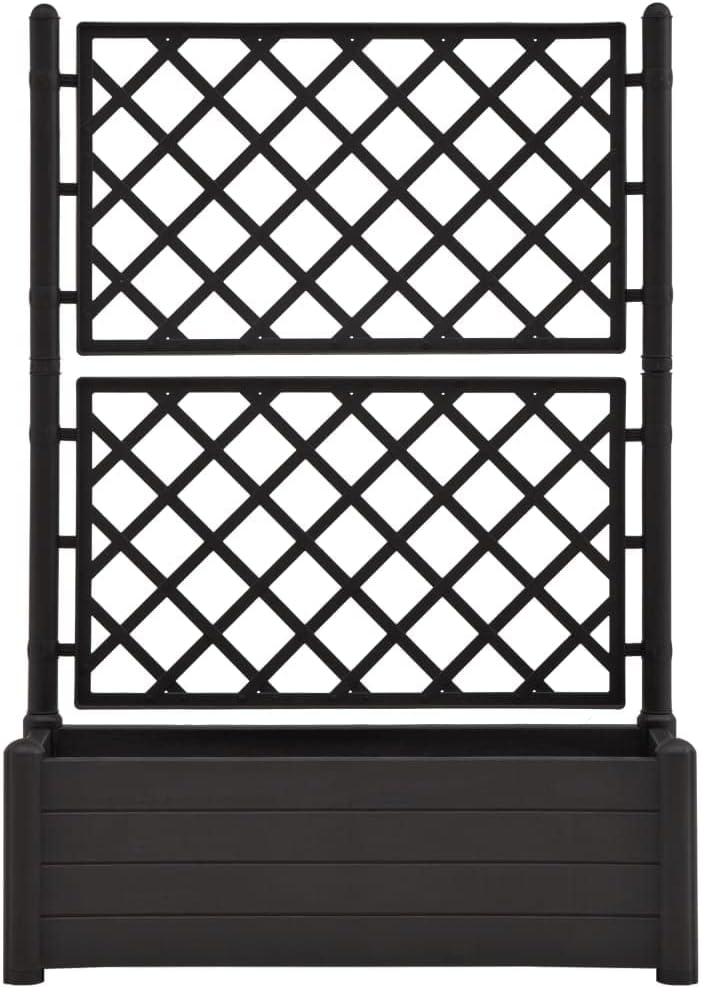 Garden Planter with Trellis,PP Planter with Trellis, Planter Box with Trellis, Raised Garden Bed Outdoor for Plants Hanging Flower Baskets, 39.4"x16.9"x55.9" Anthracite