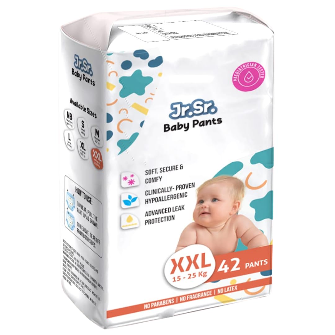 Jr. Sr. Baby Diaper Pants with Advanced Leak Protection | Soft & Comfortable| XXL | 15-25 Kg | Pack of 1 | 42 Counts