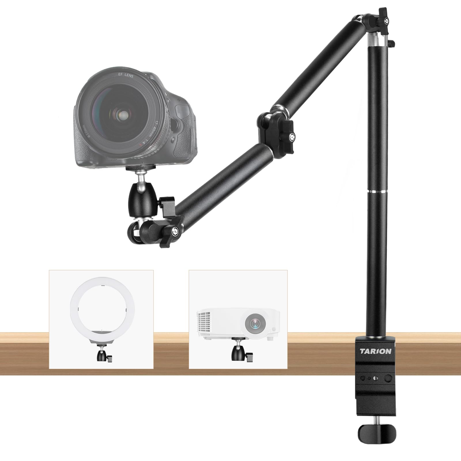 TARION Overhead Camera Desk Mount Articulated with Gear Joints TKA01-L | 6.6lbs Load, 3/8…