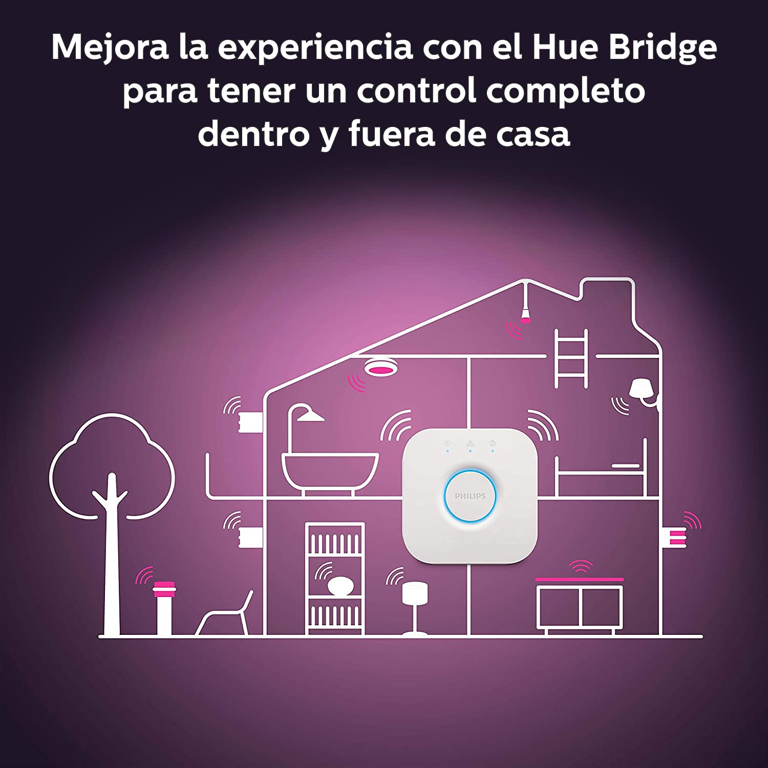 Philips Hue - Set de 3 Focos inteligentes empotrables Hue Xamento, 7W Luz Blanca y de colores, Bluetooth, Compatible con Alexa y Google Home, color cromo