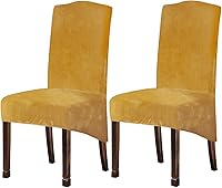 Vista 37 de Fundas de terciopelo para sillas de comedor XL de felpa, fundas elásticas para sillas altas, fundas protectoras de elastano con banda elástica